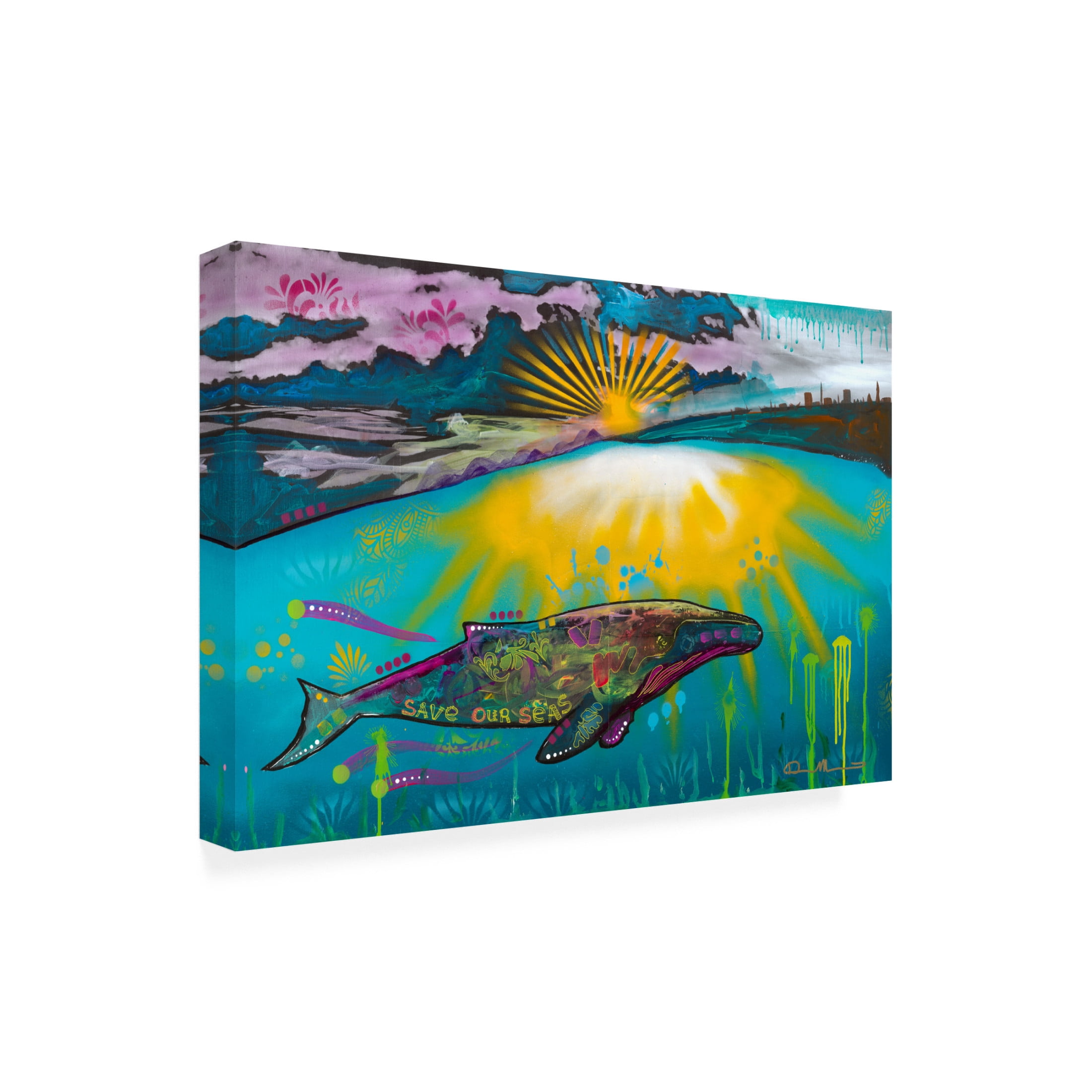 Canvas Wall Art - Dean Russo 'Save our Seas' Wall Art for Living Room, Bedroom, or Office Décor by Trademark Fine Art - 32 x 22 Inches