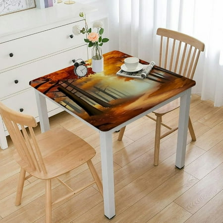 

Square Tablecloth Waterproof Table Cloth Decoration Autumn Trees Scenery Table Cover Washable Kitchen Tablecloths for Picnic Party Wedding Holiday
