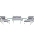 thumbnail image 2 of Modway Fortuna 9-Piece Aluminum Fabric Patio Sectional Sofa Set - White/Gray, 2 of 9