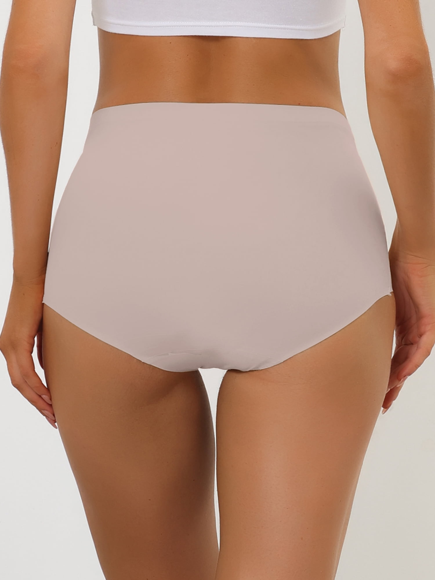 DARING DIVA Women's High-Waist Invisibles Underwear Breathable Panties XL Light Pink