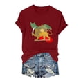 thumbnail image 5 of Bainana Casual Short Sleeve T Shirt For Women Graphic Print Short Sleeve Crew Neck Tee Top Fashion Loose Fit Ladies Female Festival Party Wear Wine Size Xxxl, 5 of 7