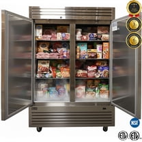 54" Reach-In 2-Door Commercial Freezer, 42 cu.ft, Stainless Steel, 115V, ETL NSF Certified