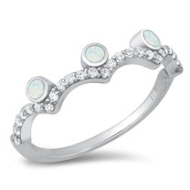CHOOSE YOUR COLOR Clear CZ White Simulated Opal Princess Ring .925 Sterling Silver Female Size 10