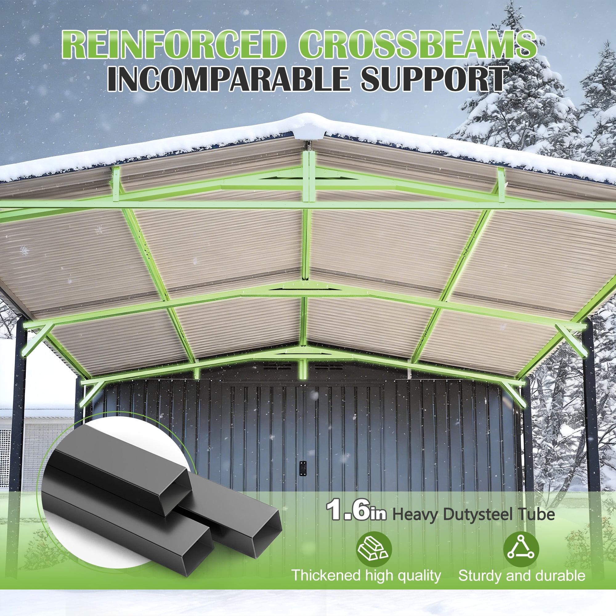 RocVanc 12' x 23' Heavy Duty Metal Carport & Outdoor Storage Shed, 2-in-1 Combo Garage with Sliding Door, Window and Air Vents, Gray
