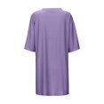 thumbnail image 4 of Vestido informal de verano de color liso para mujer - Vestido de playa holgado de manga corta y cuello redondo con bolsillos - Mezcla transpirable hasta la rodilla, 4 of 4