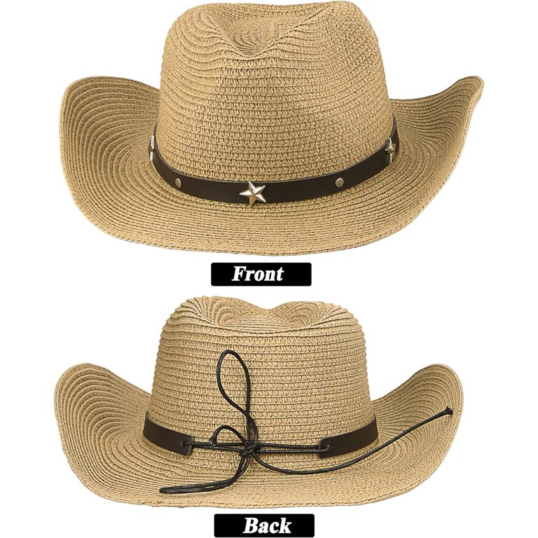 OwnShow Straw Cowboy Hat for Women Men Western Sun Hat Wide  display picture 1