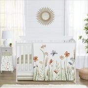 Watercolor Floral Garden Sage Green 4 Piece Brushed Microfiber Crib Bedding Set Girl by Sweet Jojo Designs