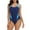 Blue3, variant on CALAFEBILA Women One-Piece Swimwear Summer Fashion Paded Mother's Day Strapless Conventional Bikini