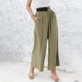thumbnail image 5 of Pantalones palazzo informales de pierna ancha para mujer, pantalones de salón ahumados de cintura alta con bolsillosS-XXXL (verde), 5 of 5