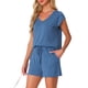 thumbnail image 4 of Conjunto de lounge de 2 piezas para mujer INSPIRE CHIC, suéter de punto, camiseta de manga corta y pantalones cortos, pijama, 2XL, azul, 4 of 5