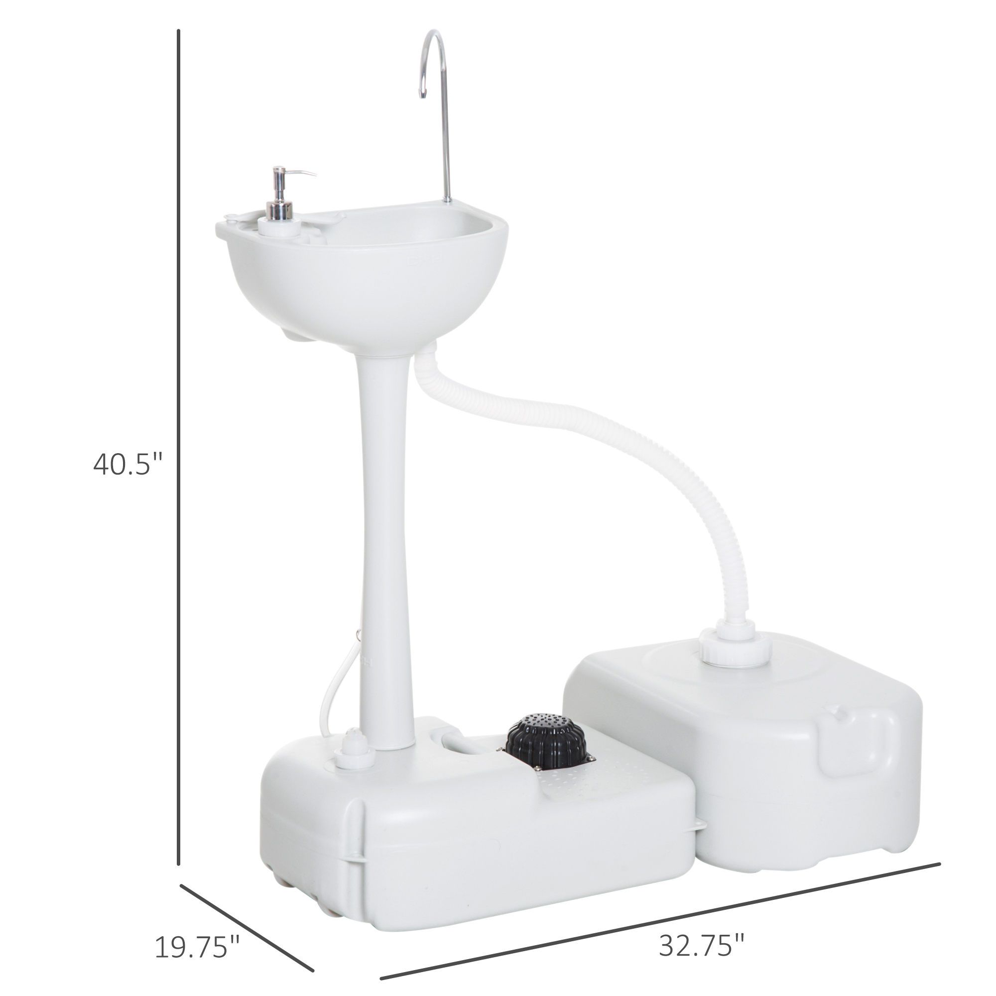 Portable Camping Sink, 4.5GAL Tank, 6.3GAL Recovery Tank, Handwashing Basin, Recycled Material, Outdoor Events, White