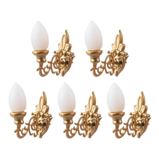 5 Miniaturas de Lámparas de Pared, Apliques de Pared para Muebles de Ensueño Dorado