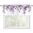 thumbnail image 6 of Purple Eucalyptus Botanical Leaves Valances Kitchen Curtains Watercolor Flower Window Drapes Floral Plants Botanical Wildflower Bedroom Bathroom Living Room Treatment Tier 1 Panel 52Wx18H Inch, 6 of 6