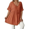 thumbnail image 3 of Sentmoon Robes d'Été pour Femmes à Col en V Coupe Ample Respirantes Grande Taille Robe de Cocktail à Manches Courtes 2026 Basique Robes d'Invitée de Mariage pour Femmes Actives Orange TTG, 3 of 7