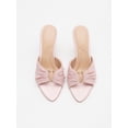 thumbnail image 3 of On feet & in love Women's Satin Pointed Toe Stiletto Mules - Ruched Slip-On Dress Heels with Gold-Tone Hardware, 3 of 8