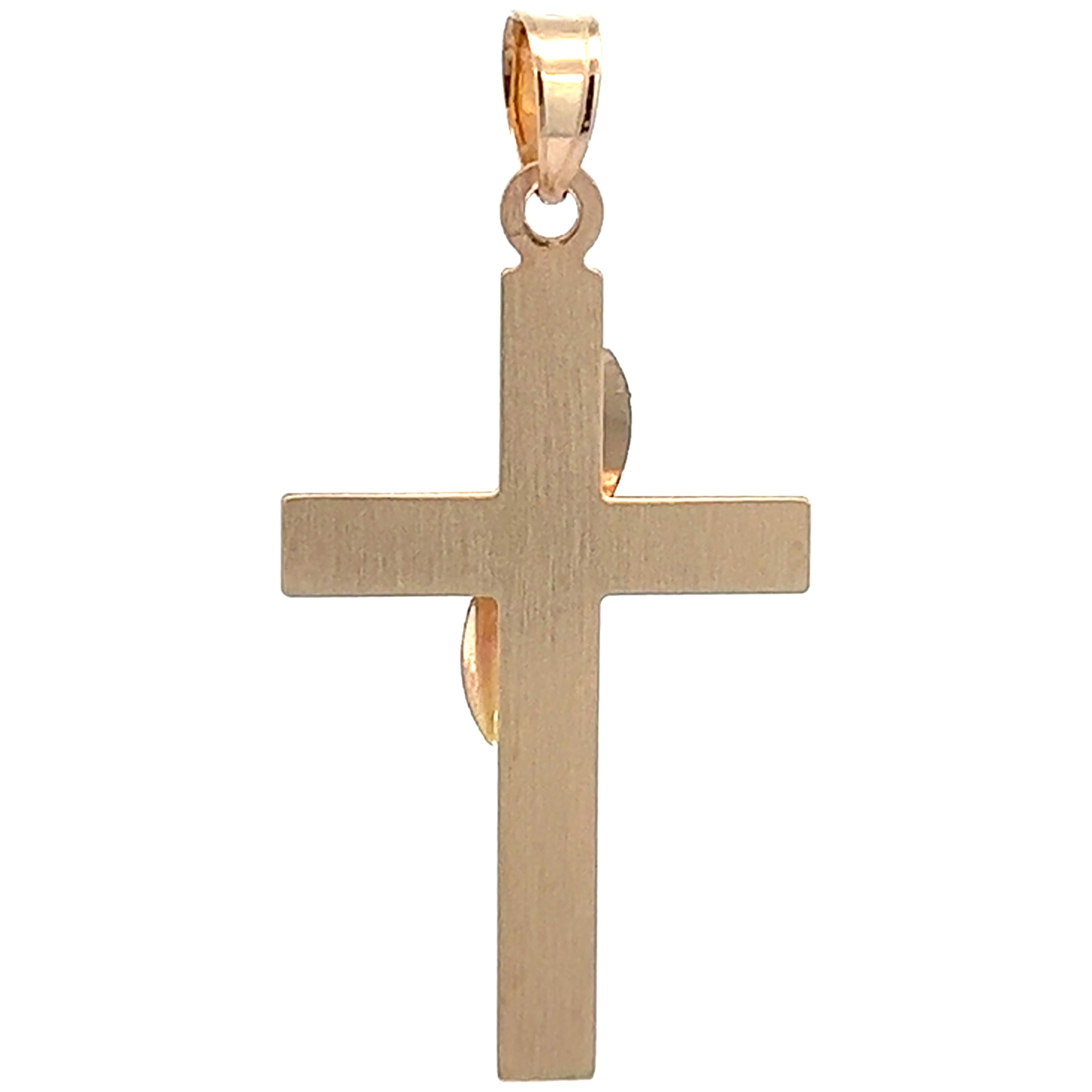 Brilliance Fine Jewelry 14 KT Two Tone Cross with Sash Pendant