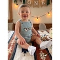 thumbnail image 6 of Cenuakty Infant Boy Birthday Bubble Romper Sleeveless Square Neck Cute Mallard Duck Letters Embroidery Jumpsuit, 6 of 9