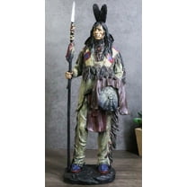 Koitsenko Indian Tribal Hunter Warrior Chief Holding Spear And Shield Figurine