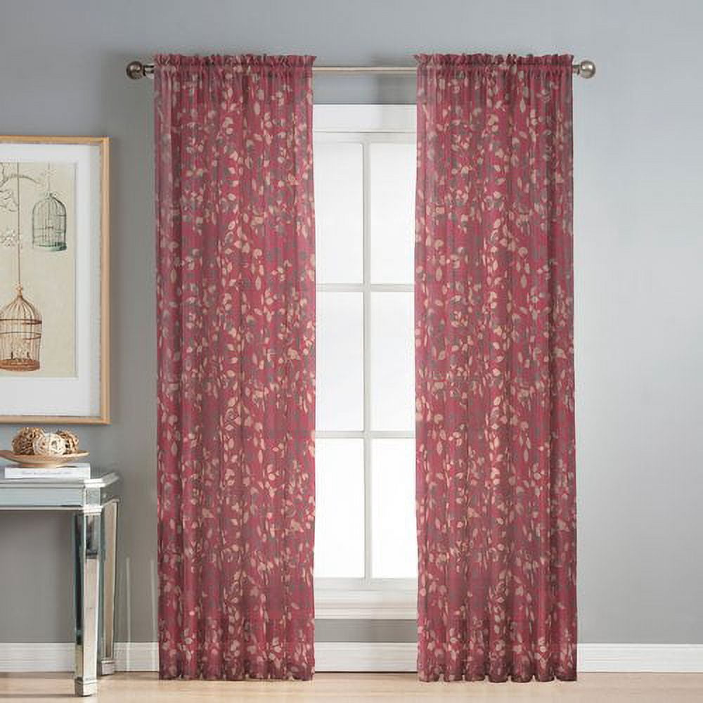 Pinehurst Printed Sheer Extra Wide 54 x 84 in. Rod Pocket Curtain Panel