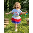thumbnail image 4 of BemeyourBBs Toddler Baby Girl 4th of July Outfit Patriot Independent Day Summer Clothes Cute American Flag Short Sleeve T-shirt and Contrast Layered Tulle Tutu Skirts Set, 4 of 9
