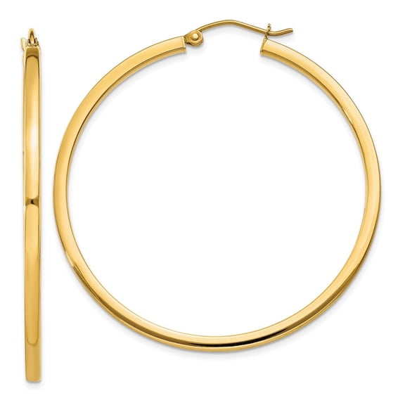 Auriga Fine Jewelry 10K Yellow Gold 2mm Square Tube Hoop Earrings for Women (L-45mm ; W-45mm)