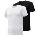 thumbnail image 1 of pstuiky camisetas para hombre, Camiseta deportiva de dos piezas con cuello redondo y manga corta para hombre, color liso camisas casuales para hombre m, 1 of 2
