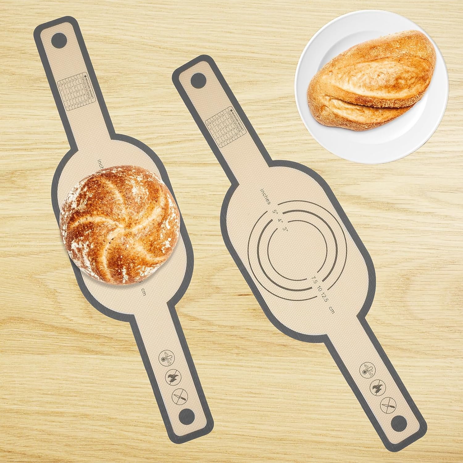 Wiher 4 Pack Thickened Silicone Bread Sling, Reusable Sourdough Bread Baking Mat For Dutch Oven, Non-Stick, Easy To Clean, With Extra Long Handles Bread Baking Sheet Liner Elliptic