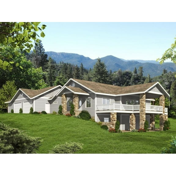 001-3494: Northwest Ranch 3 Bed, 3 Bath Luxury Home Plan, 4200 Sq Ft: Full Blueprints with License to Build by Home Plan Marketplace - Lesuto