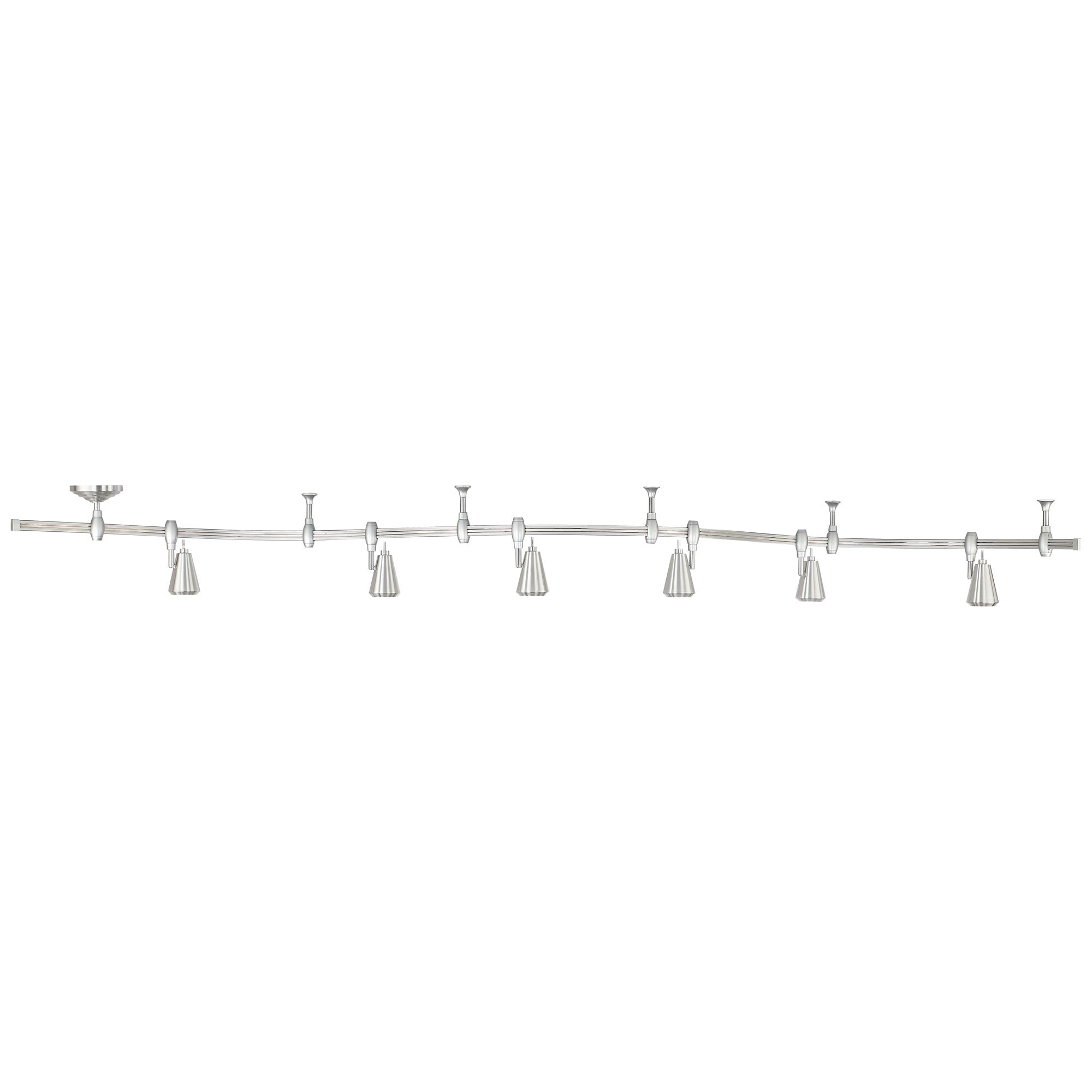 Pro Track Ali 6-Light Heads LED Ceiling Track Light Fixture Kit Dimmable Monorail Brushed Nickel Finish Modern Kitchen 108" Wide