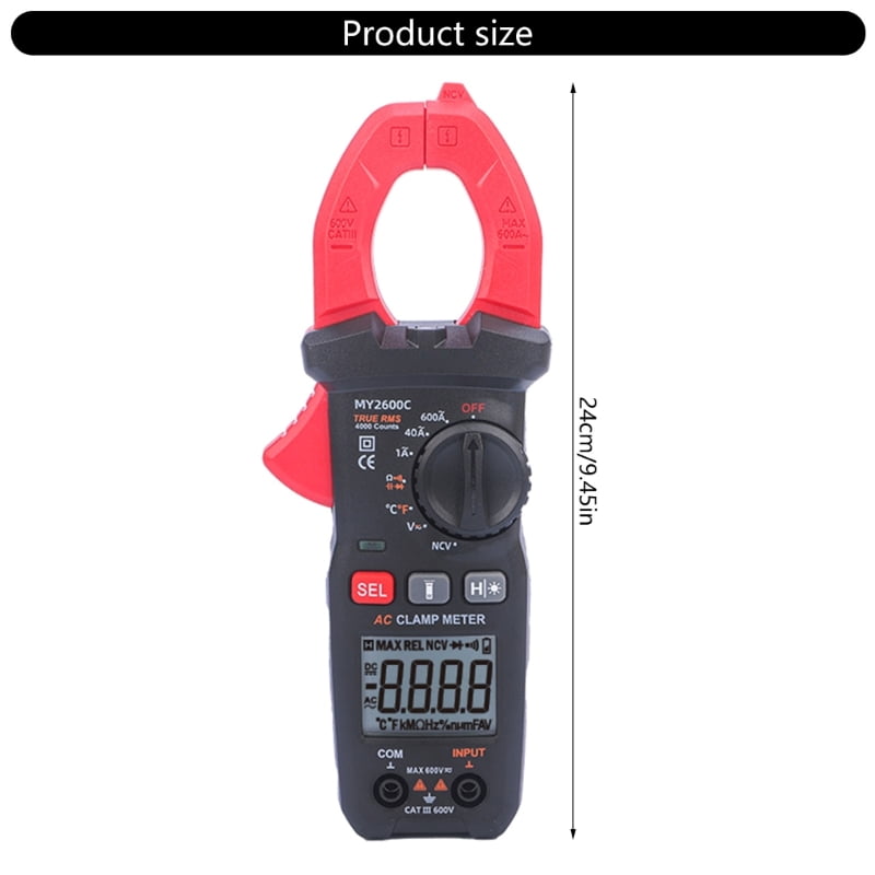 Digital Clamp Meter Multimeter 4000 Counts Voltages Tester Auto-ranging Voltages,Current, Resistance, Capacitance