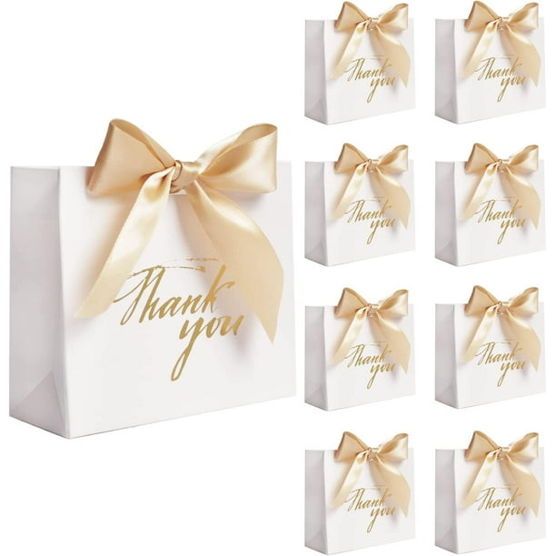 24Pack Small Thank You Gift Bag Party Favor Bags Treat Boxes with Gold Bow  Ribbon, White Paper Gift Bags Bulk for Wedding Baby Shower Business Party  Supplies - Walmart.com