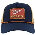 thumbnail image 2 of Miller High Life Beer Men's Trucker Hat 3D Rubber Woven Patch Snapback Cap (Navy/Tan), 2 of 6