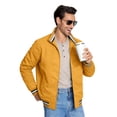 thumbnail image 3 of GrmtClth Men's Bomber Jacket Lightweight Windbreaker Jackets Zip Up Windproof Jackets Casual Spring Fall Coat for Ball Games Yellow 2XL, 3 of 7
