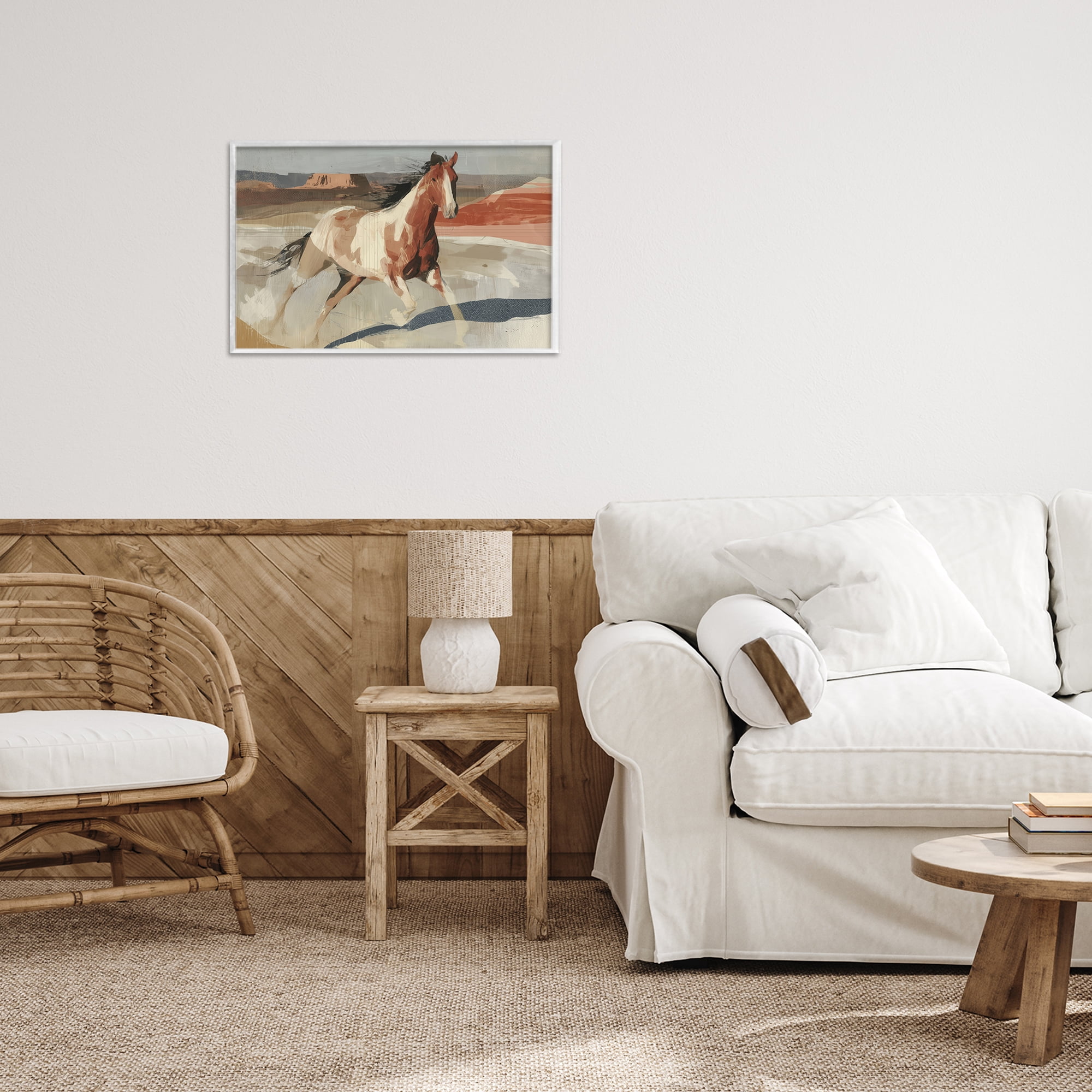 Stupell Industries Wild Horse Across Plains White Framed Giclee Art, design by Chromatic Storm Studio