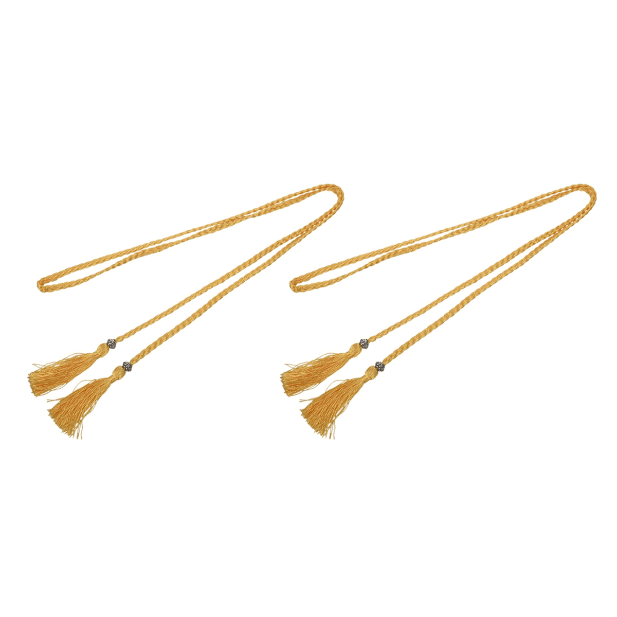 2X Woven Tassel Belt Knot Decorated Waist Chain Waist Rope Gold - Main Image