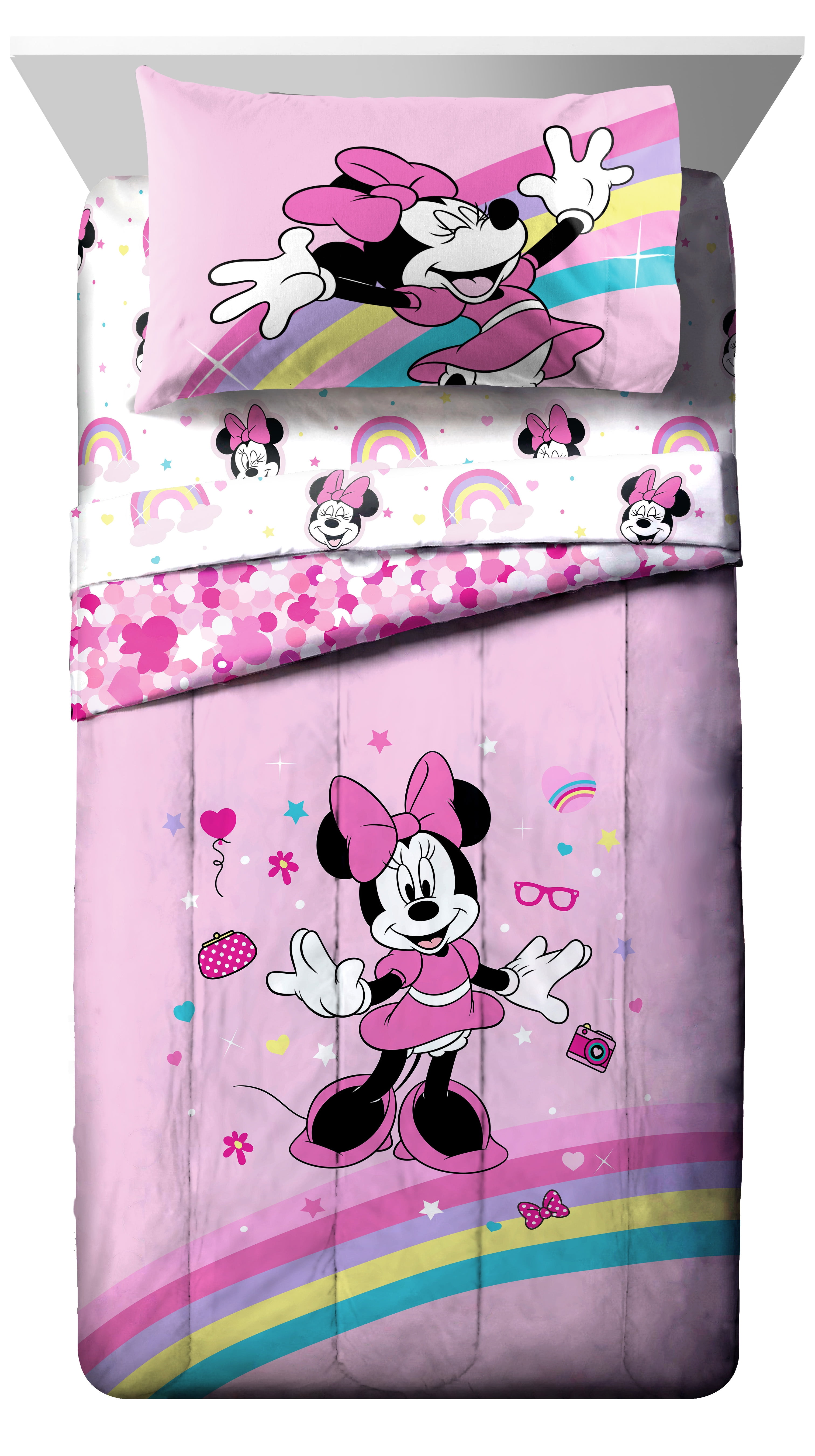 Disney Minnie Mouse Twin Size Comforter Set, Kids Sheets in Pink