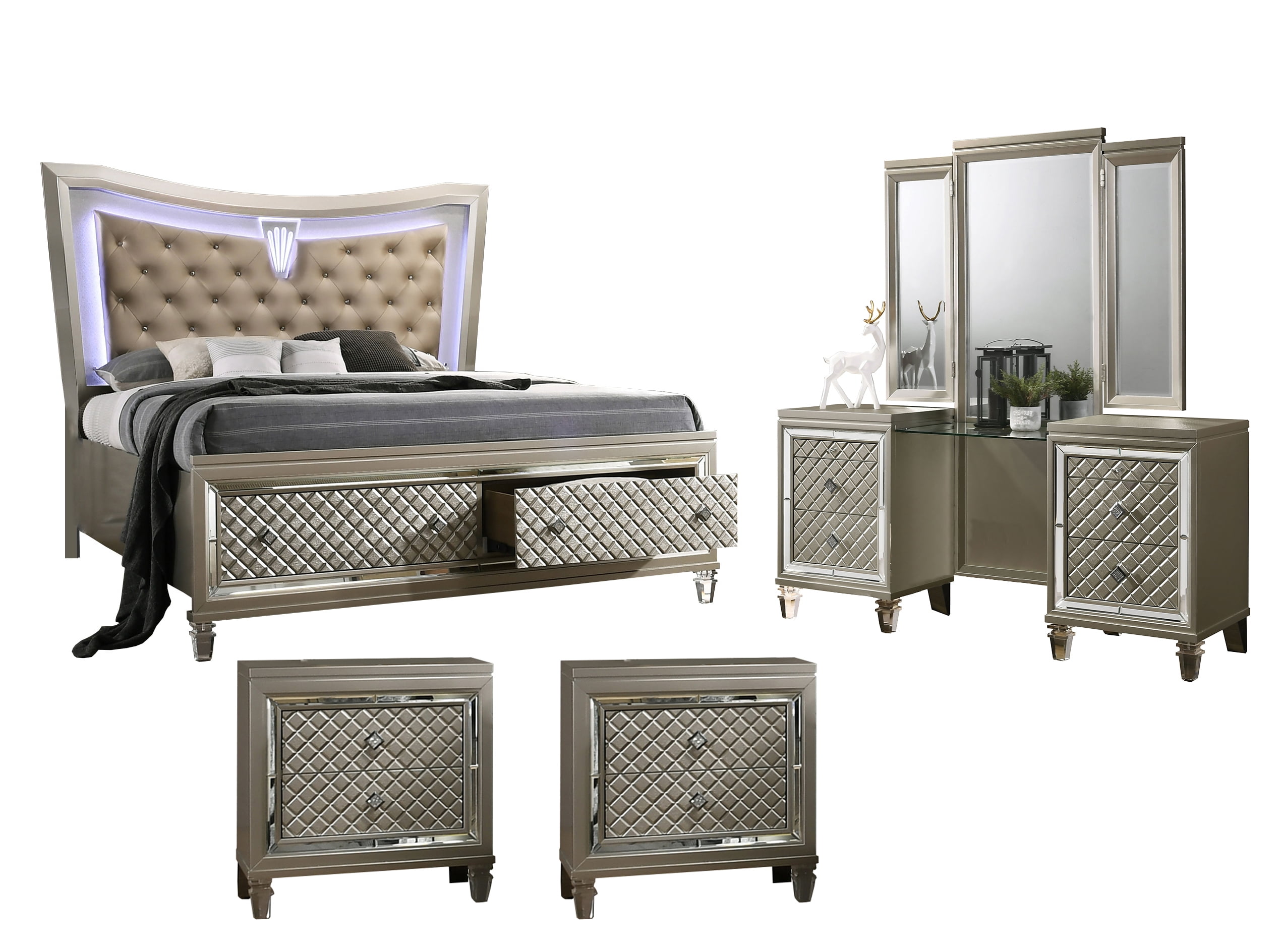 Venetian 4pc Queen Bedroom Set with 