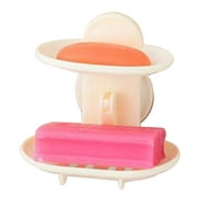 Double Soap Dish Strong Suction Cup Soap Holder Soap Holder Bunk Water Bath Storage Basket for Kitchen Bathroom