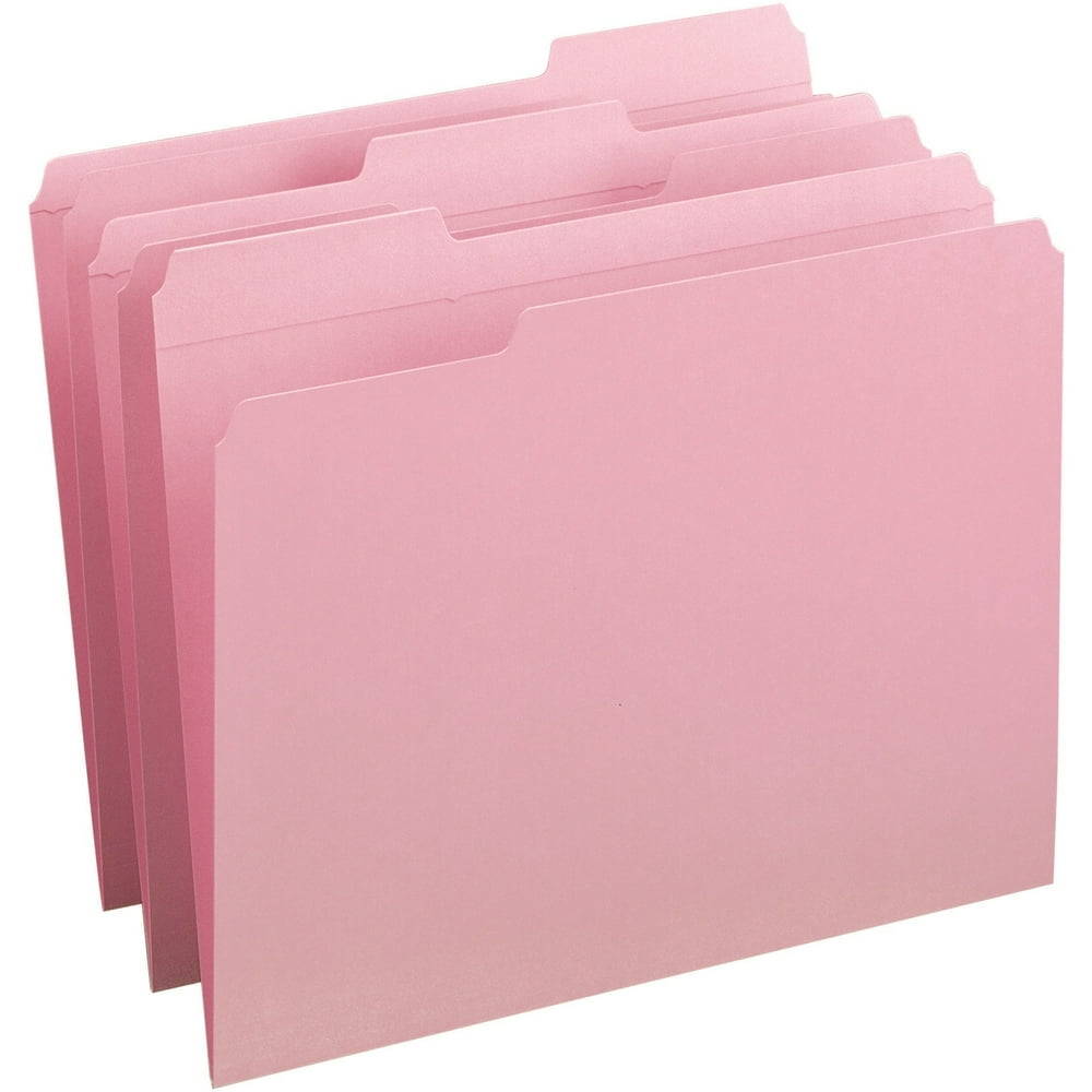 Smead File Folders with Reinforced Tab, Pink, 100 / Box (Quantity