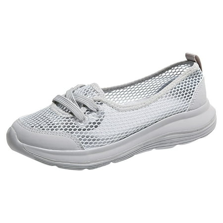 

nsendm Female Shoes Adult Women Wide Width Shoes Casual Mesh Hollowed Out Breathable Comfortable Flat Bottomed Non Women s Wedges Casual Shoes in Grey 8