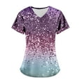 thumbnail image 3 of B91xZ Hauts à Manches Courtes pour Femmes, Coupe Décontractée, Col Rond, Tee-Shirt Ample, Violet L, 3 of 3