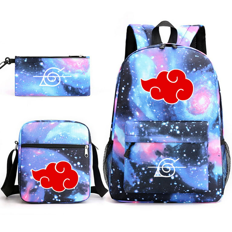Dejavyou 1 Set of Anime Naruto Starry Sky Youth Student School Bag Three-Piece Backpack, Boy's, Size: Small, Blue