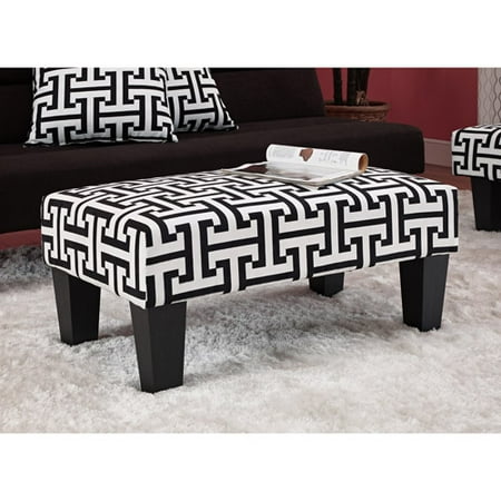 Kebo Ottoman, Black and White Geometric