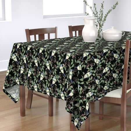 

Cotton Sateen Tablecloth 90 Square - Bird Large Garden Scene Forest Woodland Tree Leaves Natural Botanical Print Pretty Nature Birds Print Custom Table Linens by Spoonflower