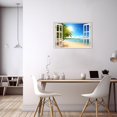 thumbnail image 4 of ZHONGYUTONG Window Wall Art and Pictures Beach Seascape Canvas Wall Decor Tropical Palm Tree Print Nature Coastal Artwork Seaside Bathroom Decor Framed (28.00" x 42.00"), 4 of 5