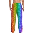 thumbnail image 3 of Uemuo Glitter Rainbow Pattern Men's Wide Leg Palazzo Lounge Pants with Pockets Light Weight Loose Comfy Casual Pajama Pants-X-Large, 3 of 9