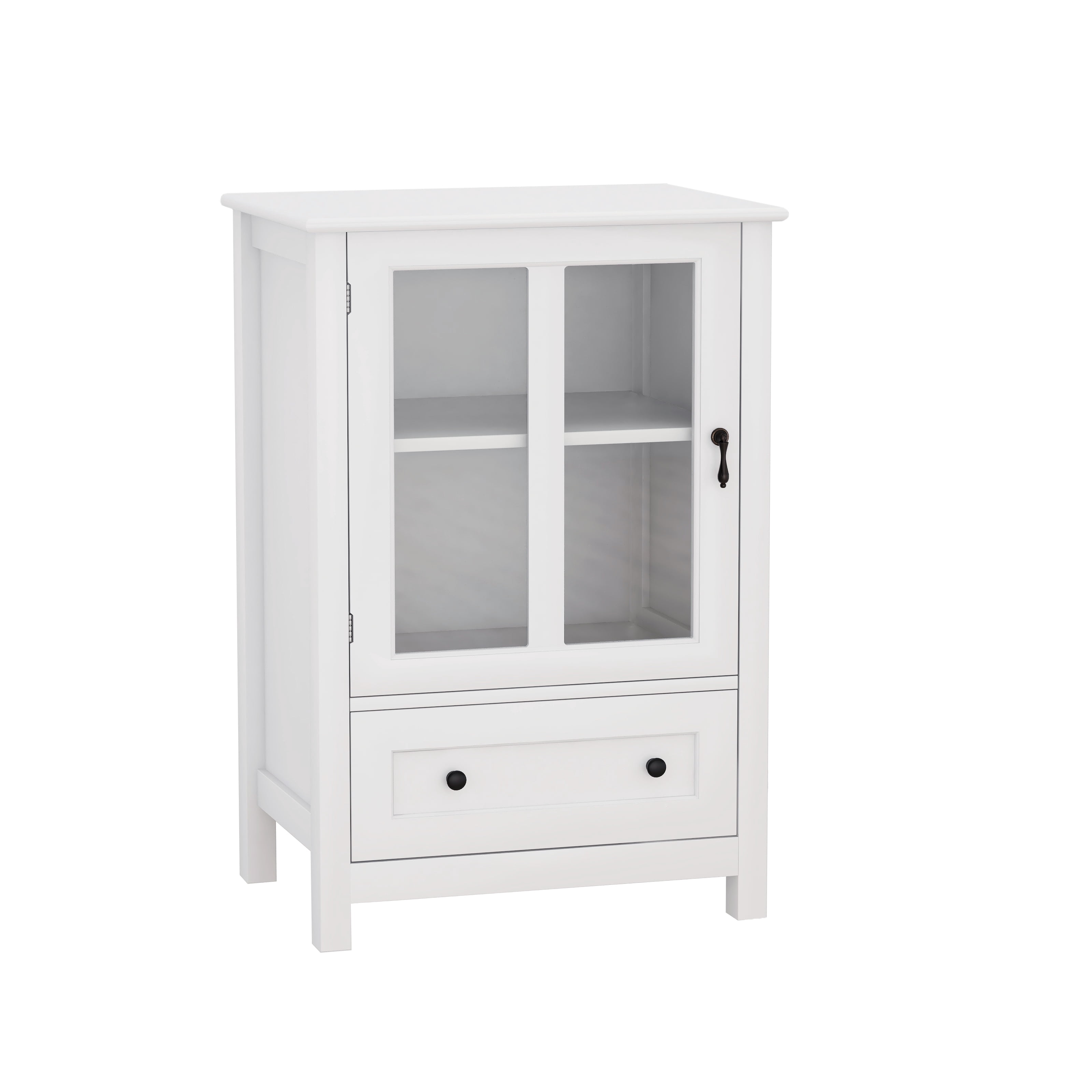GIA Design Group Modern White Buffet Cabinet Glass Doors,Sideboard Kitchen Cupboard Dining Room