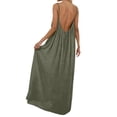 thumbnail image 5 of BOOMNY Women's Backless Cami Dress Spaghetti Strap Cami Lounge House Dresses Flowy Beach Summer Maxi Sundress, 5 of 7