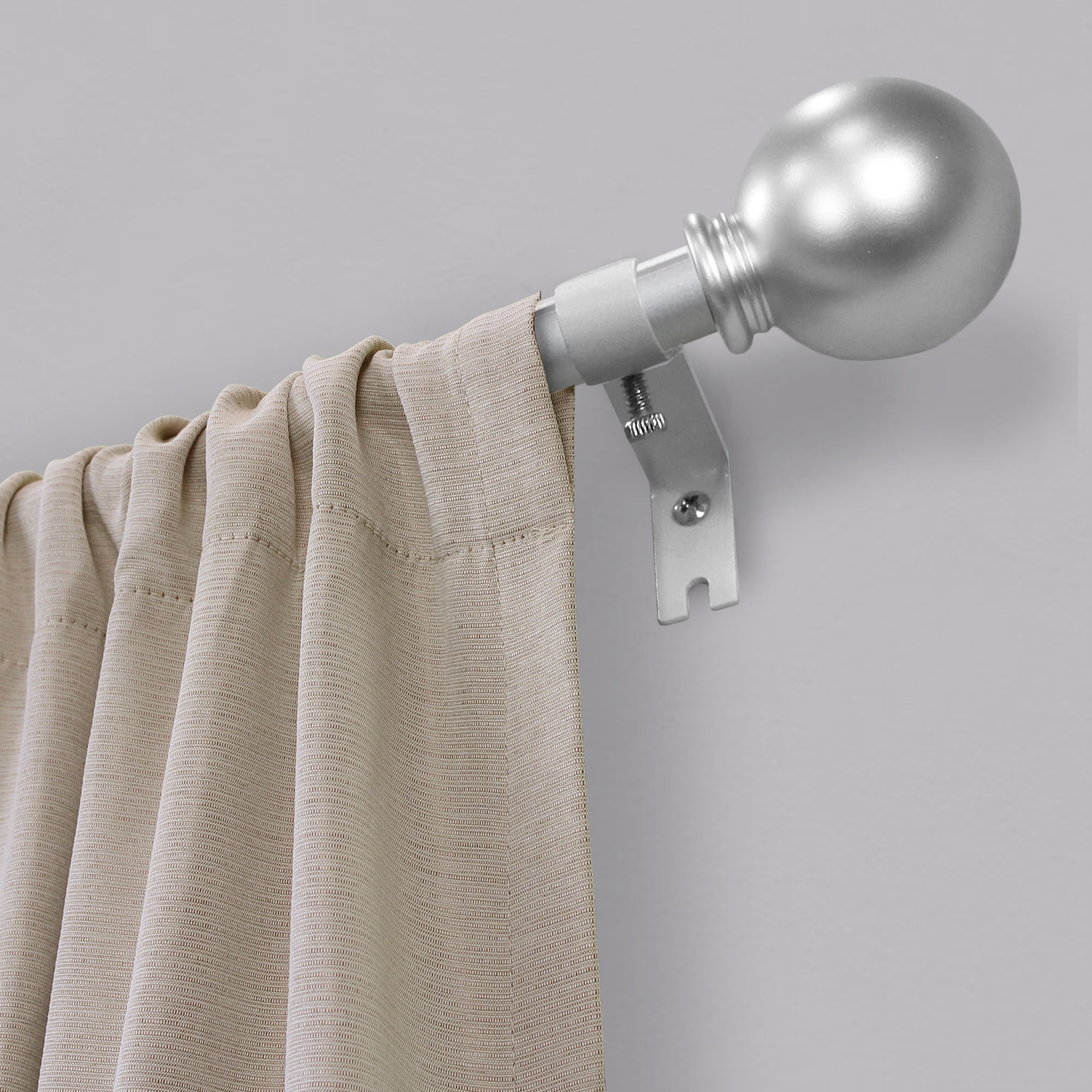 Mainstays 1/2" Nickel Ball Adjustable Single Curtain Rod, 48-84"