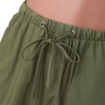 thumbnail image 6 of HOOMEUMY Men's Summer Linen Cotton Shorts Drawstring Elastic Waist Solid Color Loose Fit Beach Shorts with Pockets Army Green M, 6 of 8